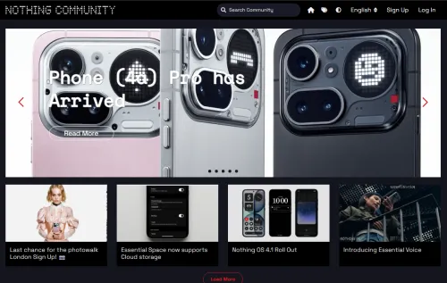 A screenshot of the nothing.community, April 2026