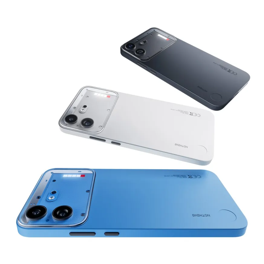 The Phone (4b) in Blue, White and Black The Phone (4b) in Blue, White and Black